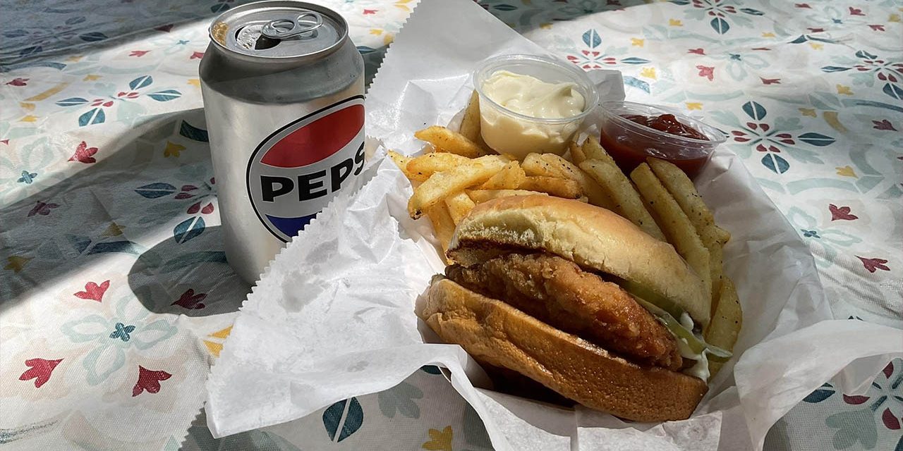 Chicken sandwich from Timbers Eats and Treats at Gateway Park Campground in Hillsdale MI Chicken sandwich from Timbers Eats and Treats at Gateway Park Campground in Hillsdale MI