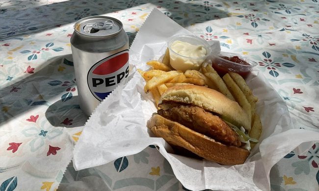 Chicken sandwich from Timbers Eats and Treats at Gateway Park Campground in Hillsdale MI Chicken sandwich from Timbers Eats and Treats at Gateway Park Campground in Hillsdale MI