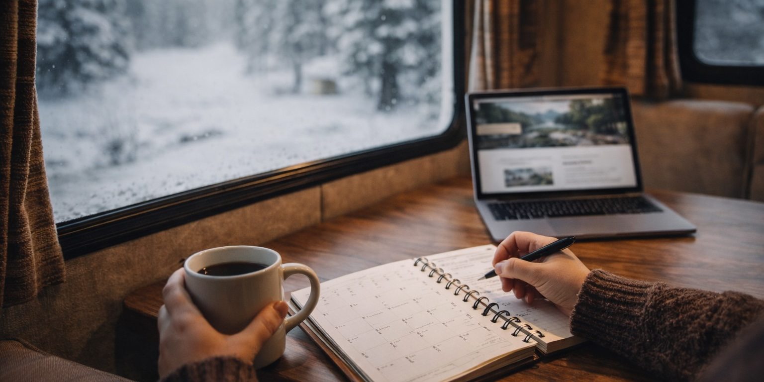 plan your summer camping trip Planning your summer camping trip in the winter when everything is slower.