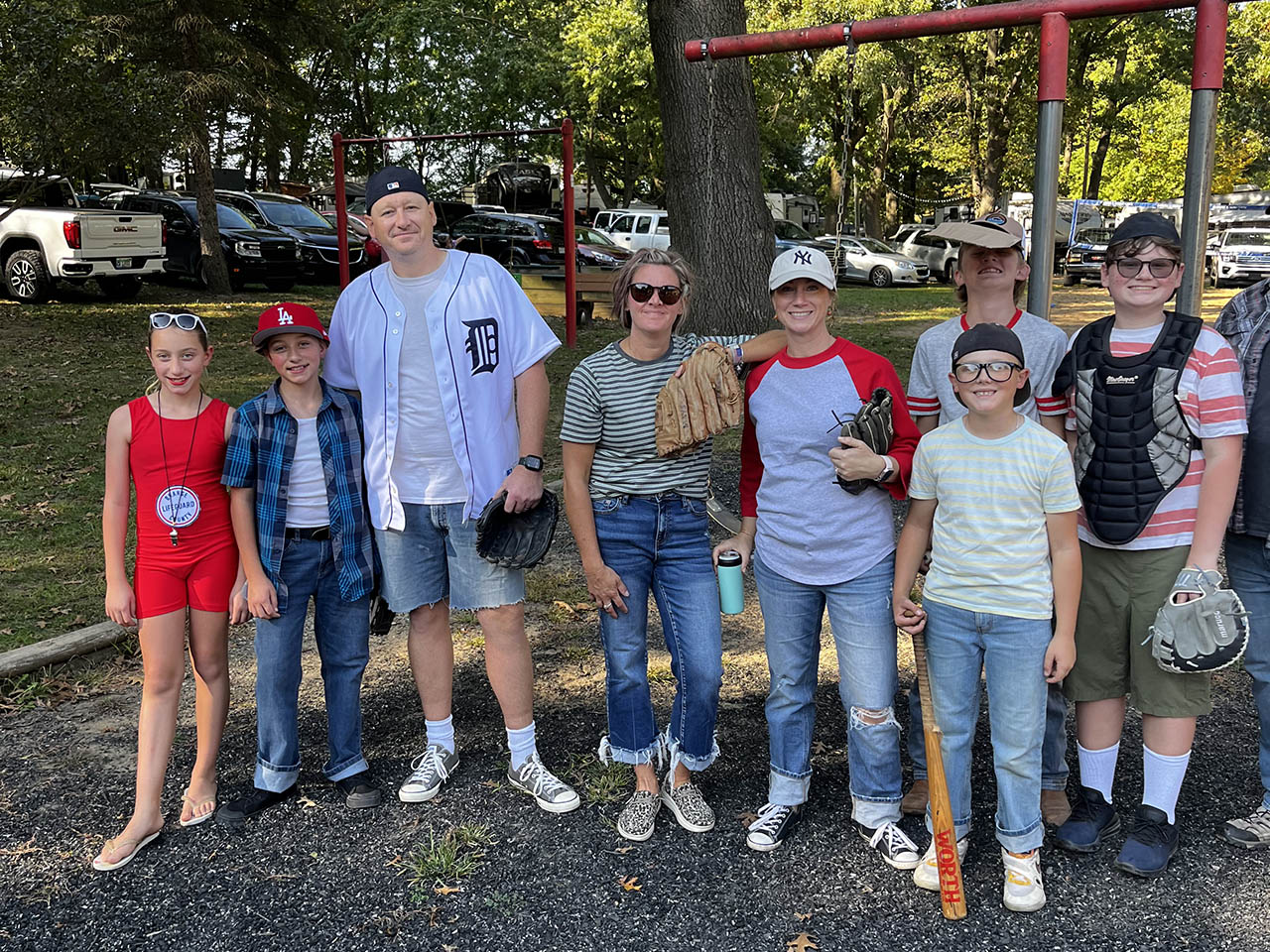 Family camping in the Irish Hills of Michigan during spring